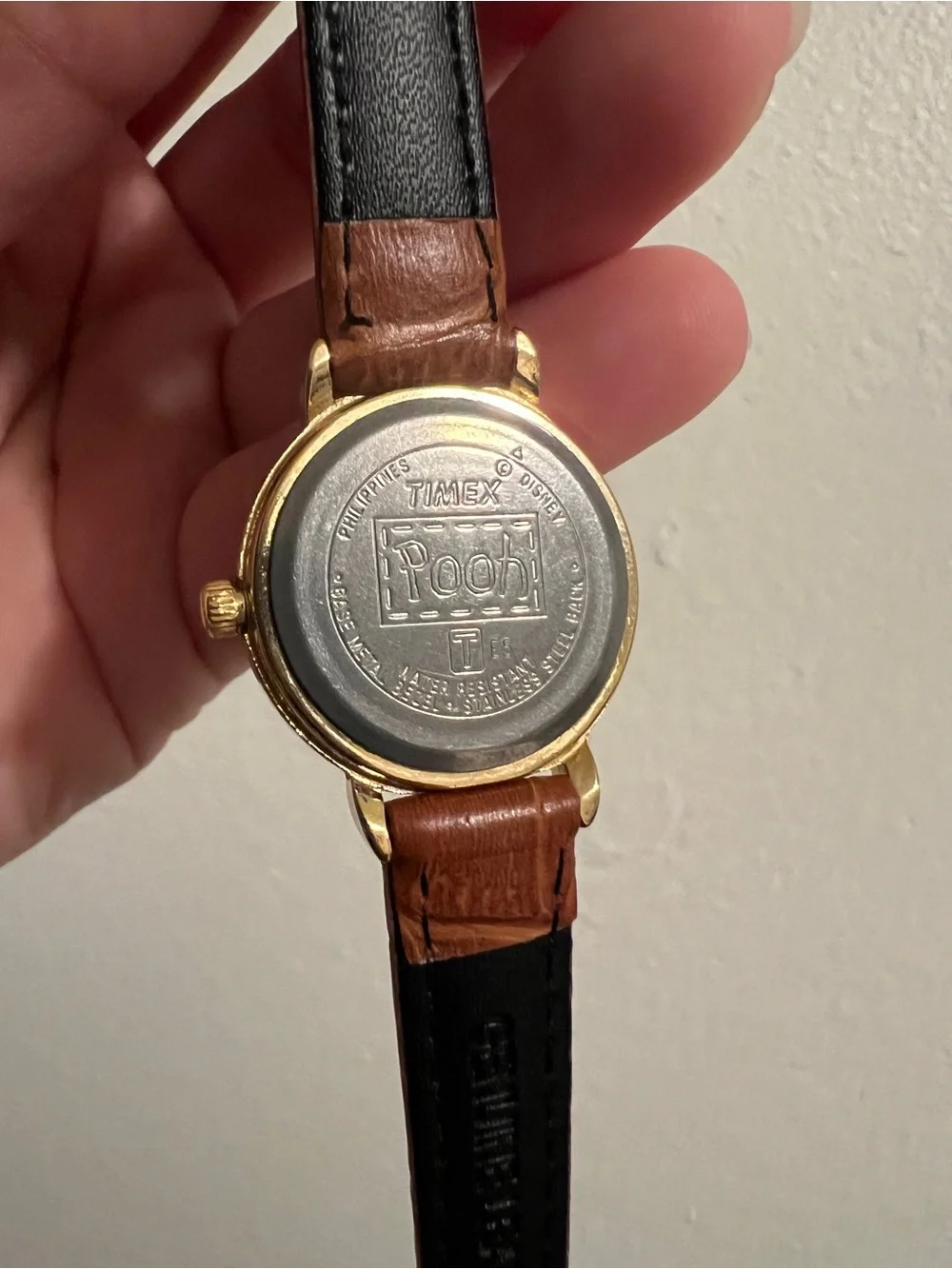 Timex Women's Brown Strap Winnie the Pooh Character Watch with Gold Case - EUC